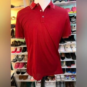 Salvatore Ferragamo Deep Red Luxury Designer Polo Shirt Men size Large like new